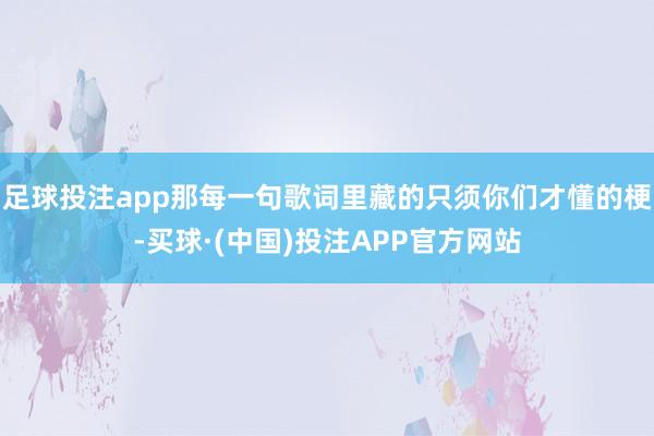 足球投注app那每一句歌词里藏的只须你们才懂的梗-买球·(中国)投注APP官方网站