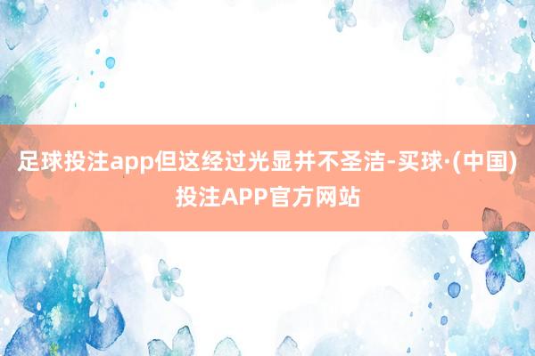 足球投注app但这经过光显并不圣洁-买球·(中国)投注APP官方网站